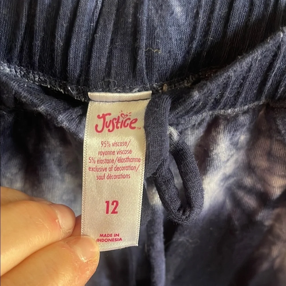 Justice Blue Tie-Dye shorts with long half skirt overlay